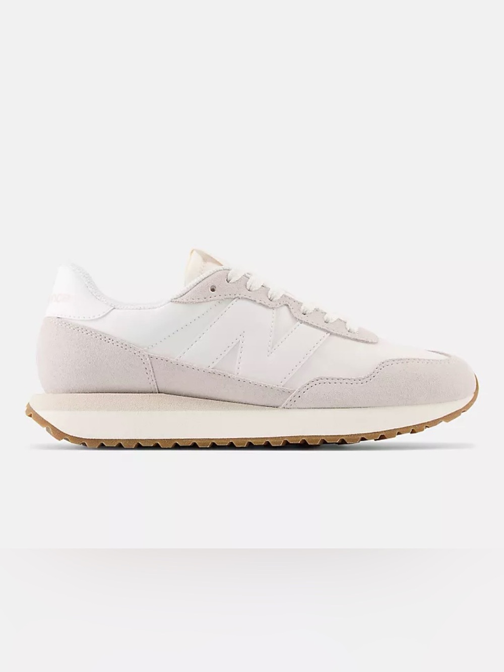 New Balance 237 White & Light Gray Low-Top Suede-Trim Sneaker Size W’s 10.5